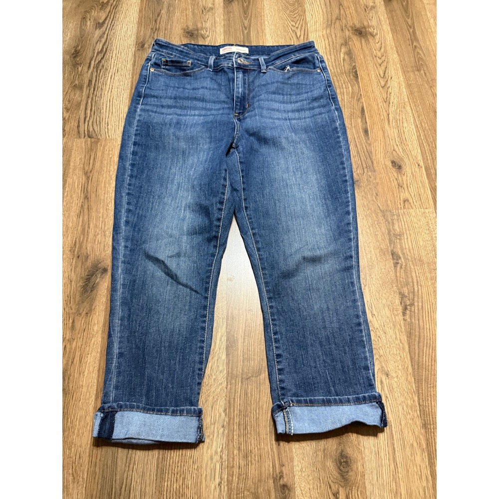 Levi's Jeans Womens Size 8 Blue Denim Mid Rise Capri Jeans Pockets Cuffed